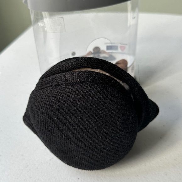 180s Mens Aztec Sweaterknit Fleece Behind-The-Head Black Ear Warmers NEW - Picture 7 of 11